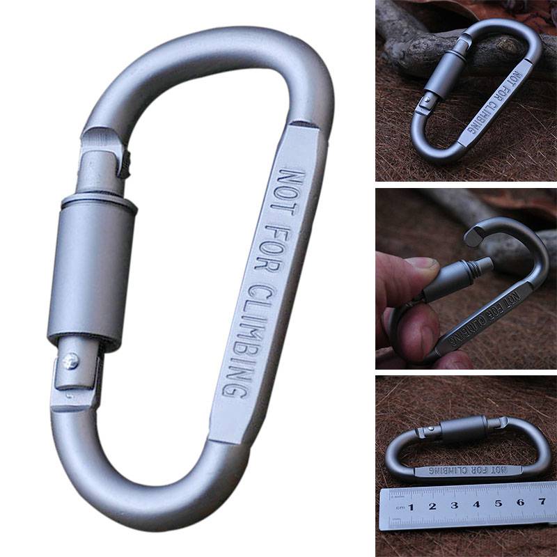 Metal Aluminum Carabiner Clip Snap Spring Loaded Climbing Karabiner D